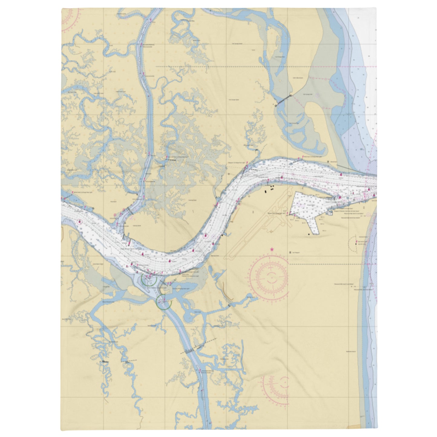 Mayport Harbor Chart Throw Blanket