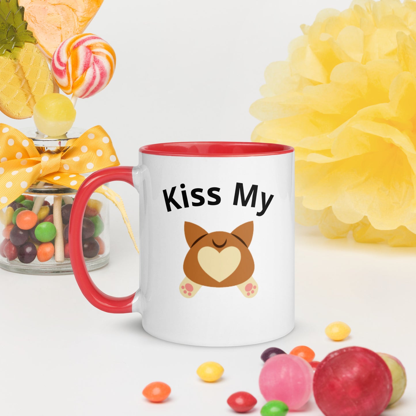 Kiss My Corgi Butt Mug with Color Inside