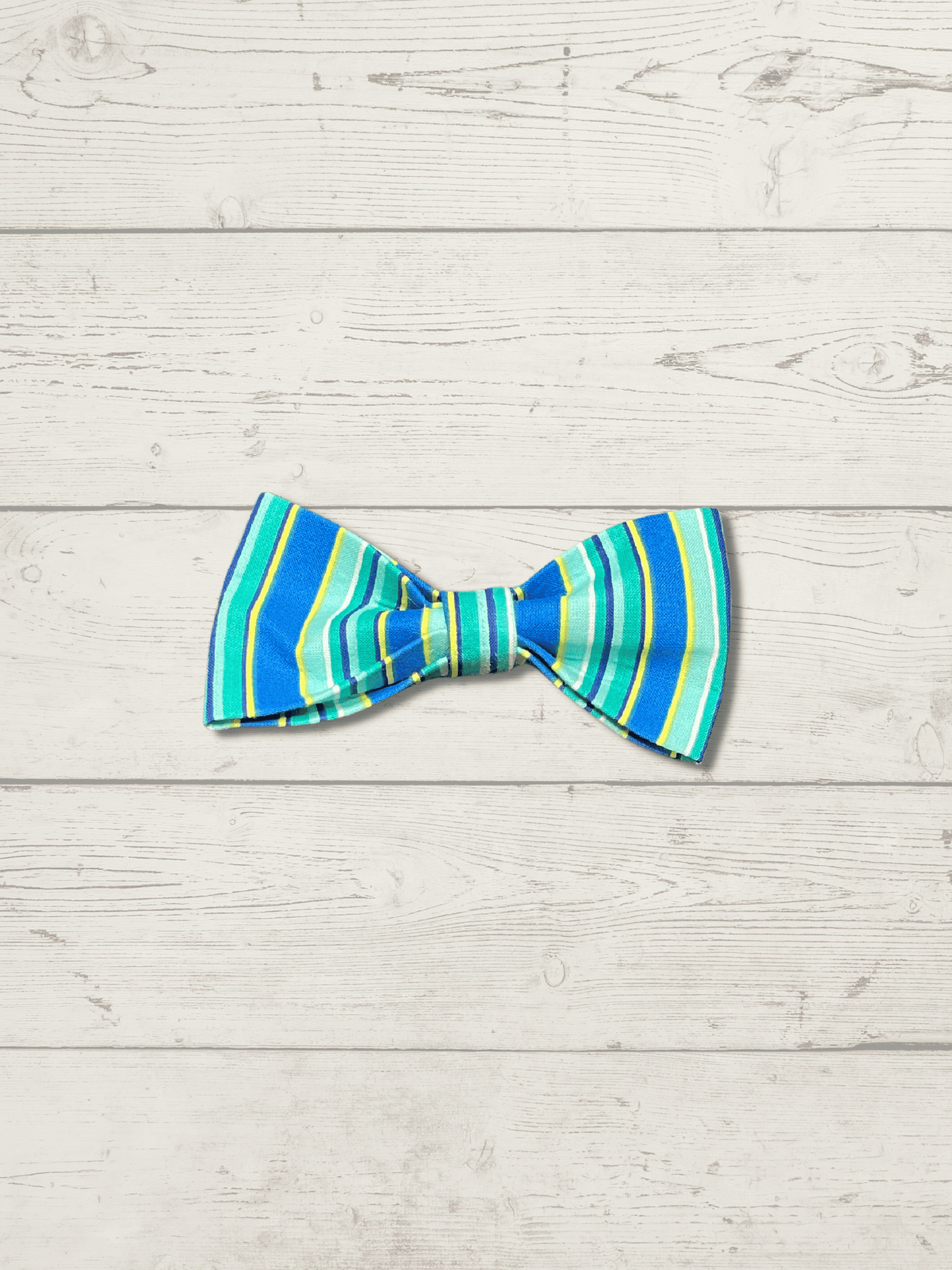 Blue and Green Striped Pet Bowtie