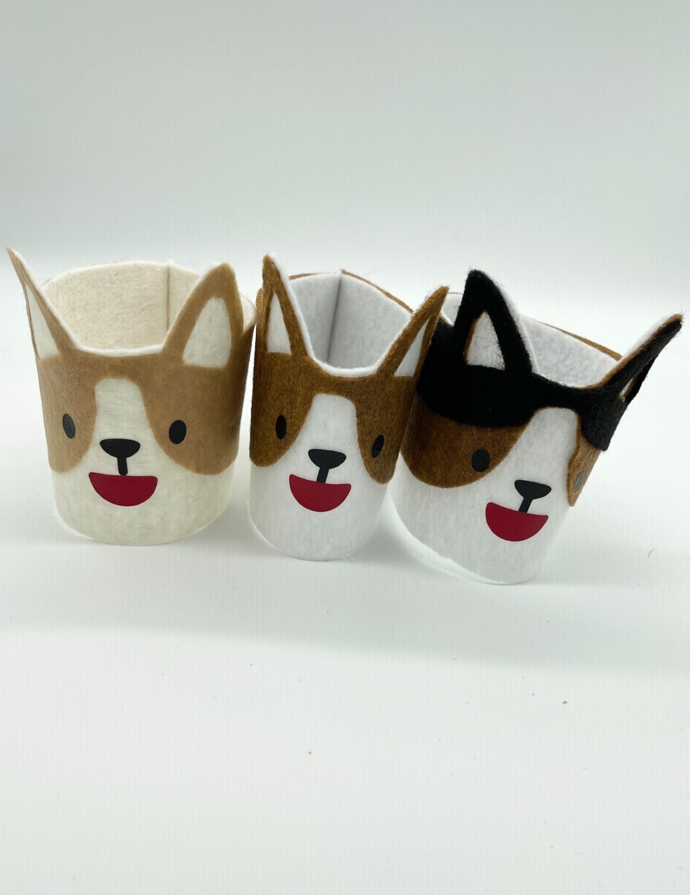 Felt Corgi Coffee Cozy, Corgi Mom Mother's day Gift, Corgi Dad gift, Sustainable corgi gifts