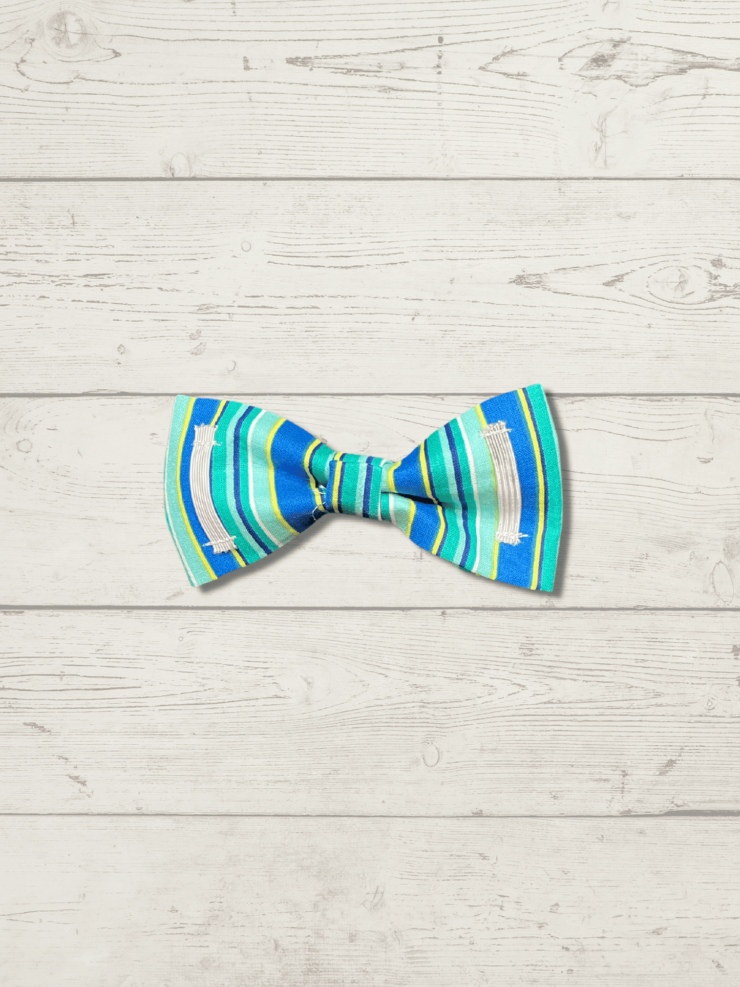 Blue and Green Striped Pet Bowtie