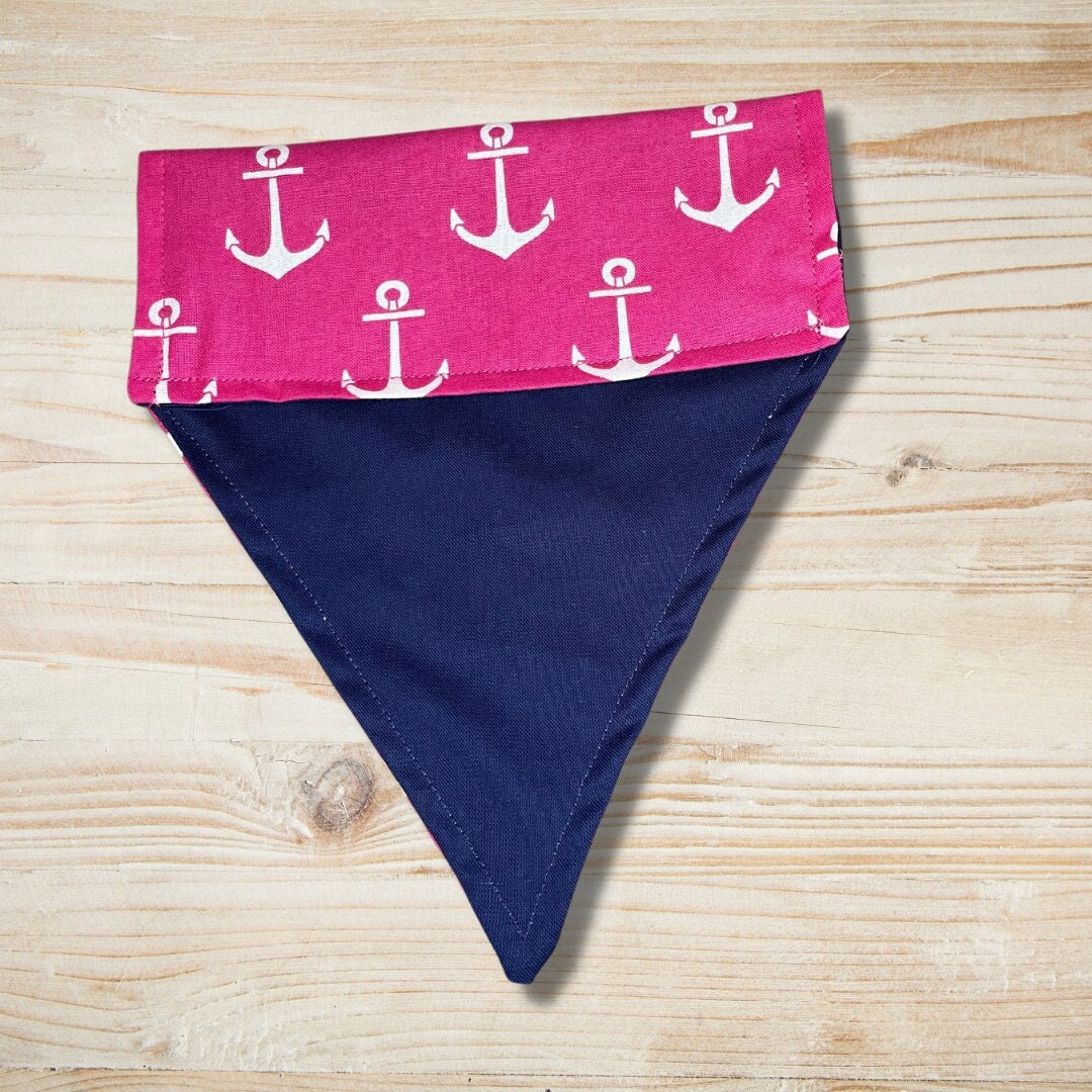 Blue with Pink Anchors Dog Bandana