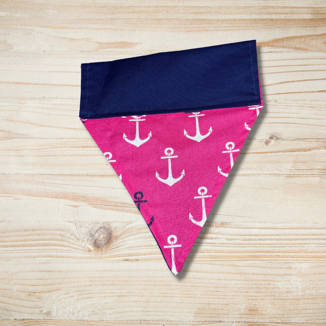 Pink and Navy Anchor Bandana