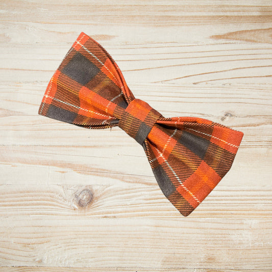 Orange Plaid Dog Bow tie