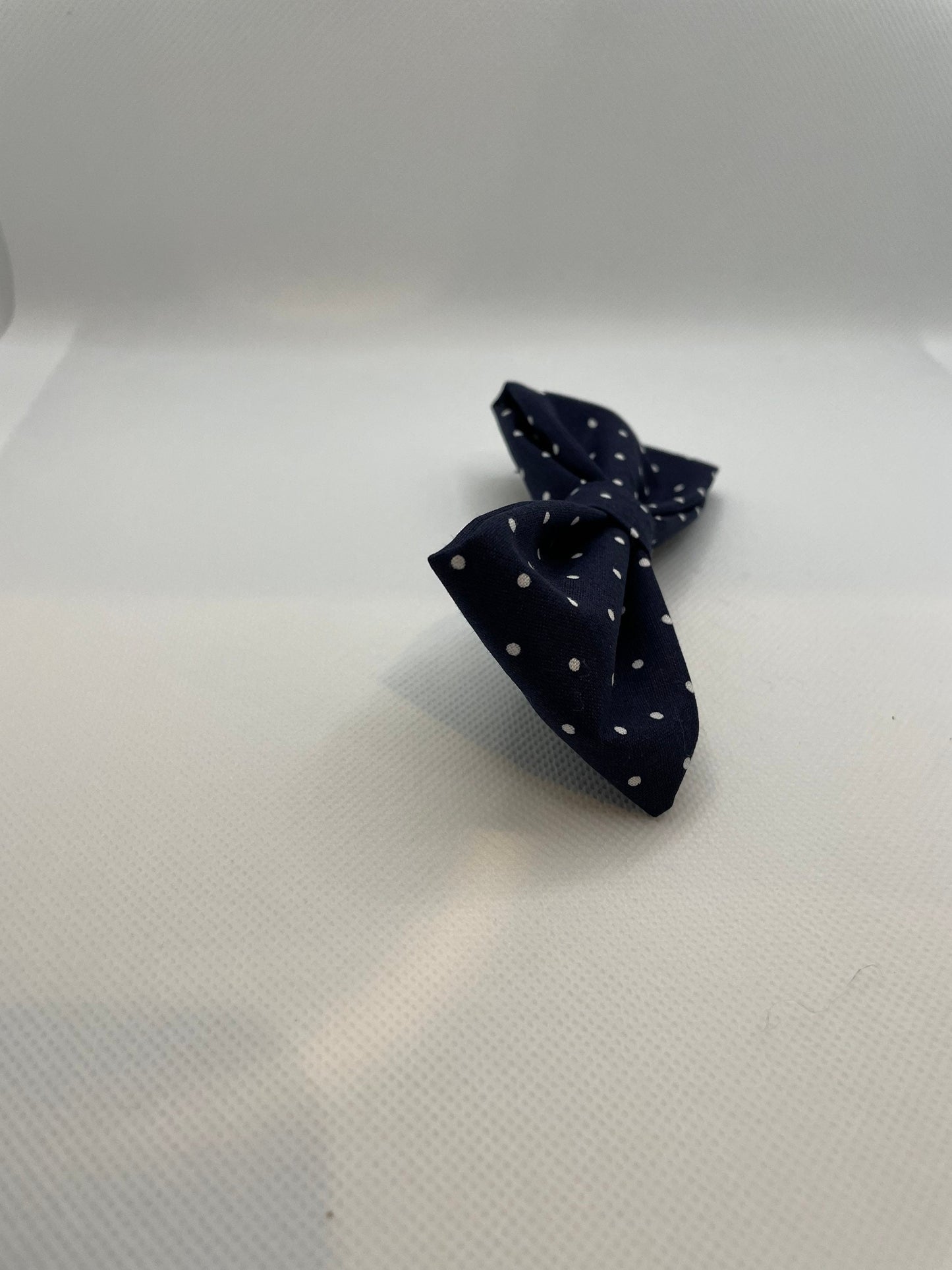 Navy and White Polka Dot Dog Bow Tie