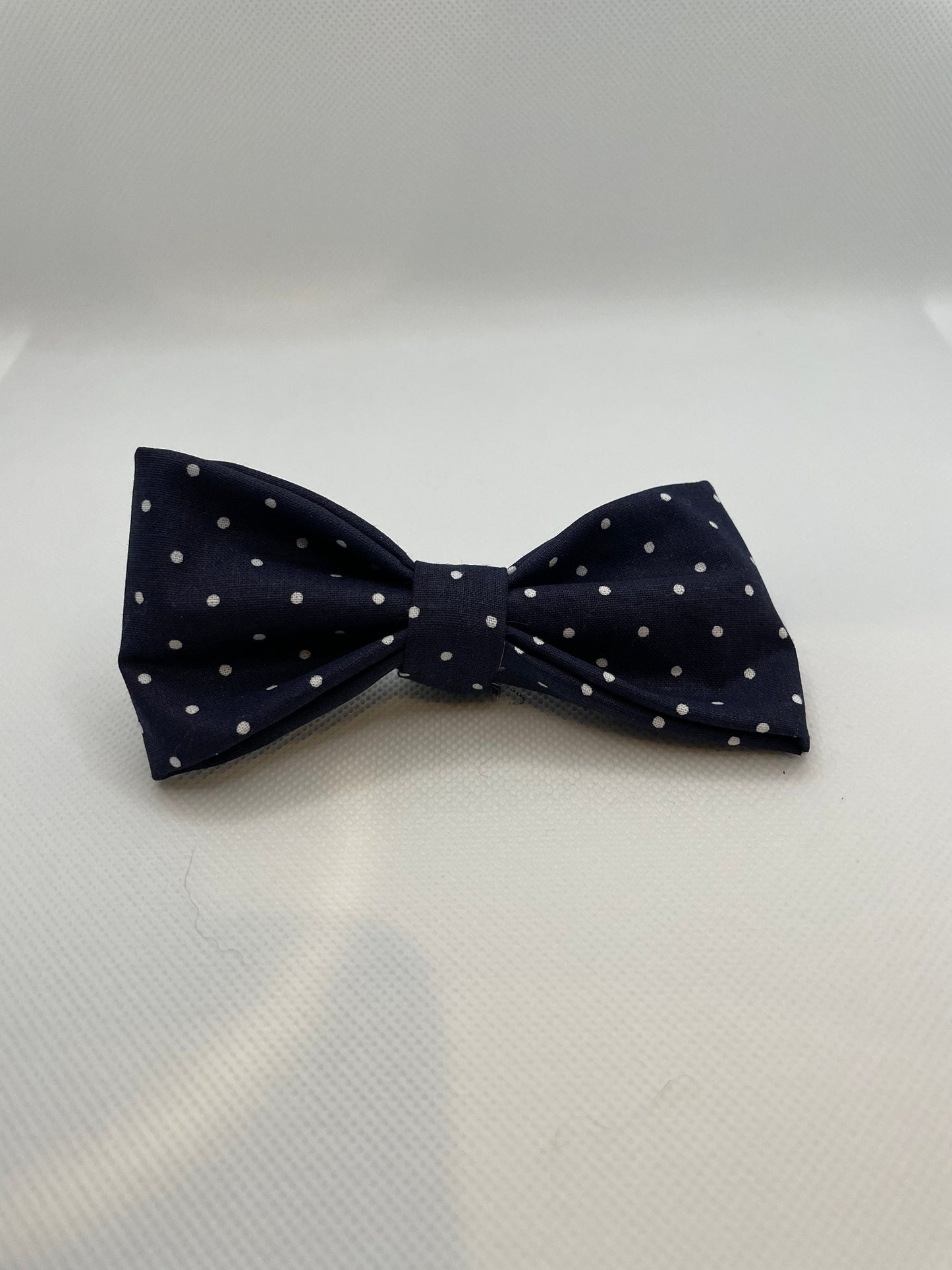 Navy and White Polka Dot Dog Bow Tie