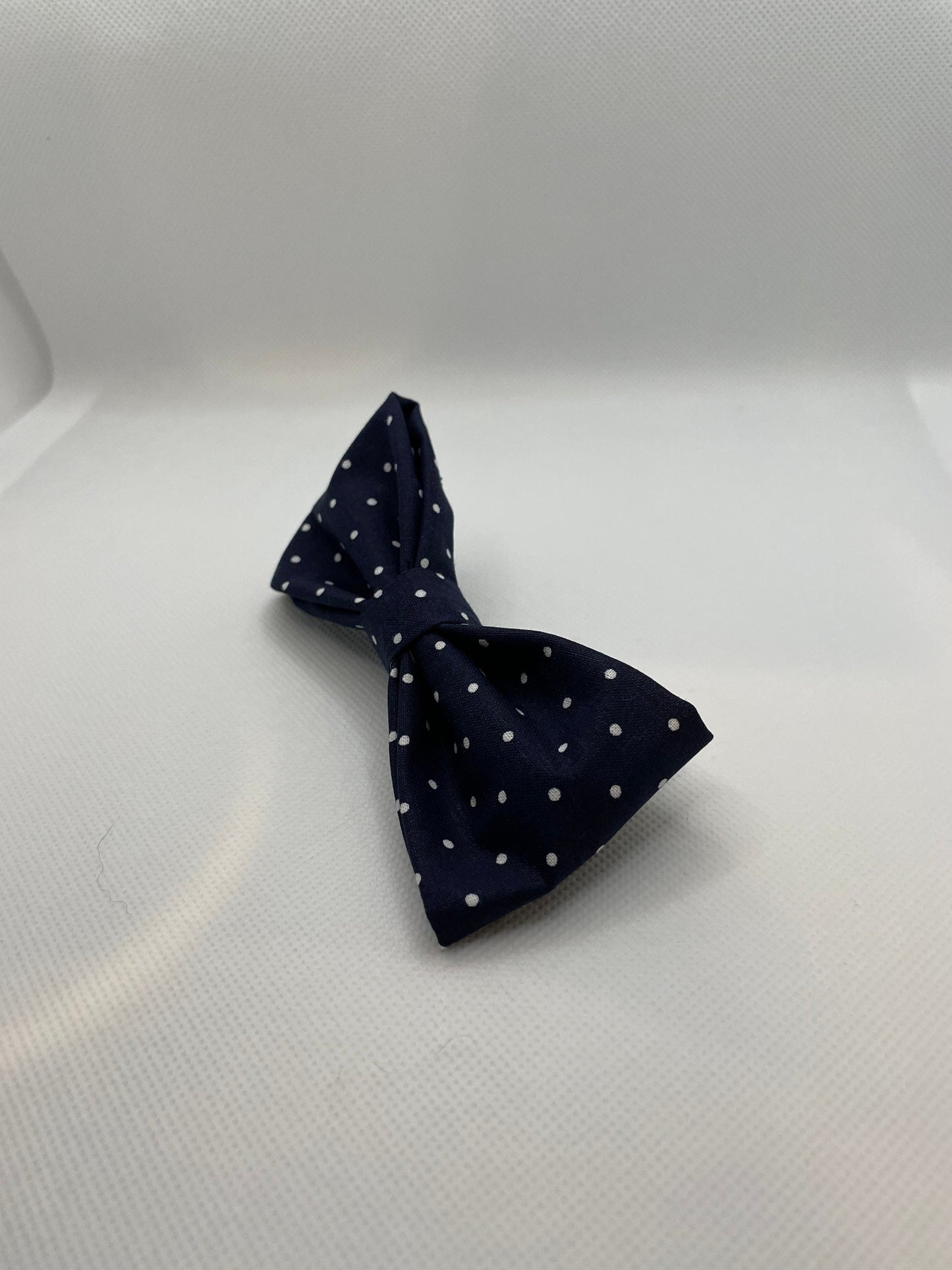 Navy and White Polka Dot Dog Bow Tie