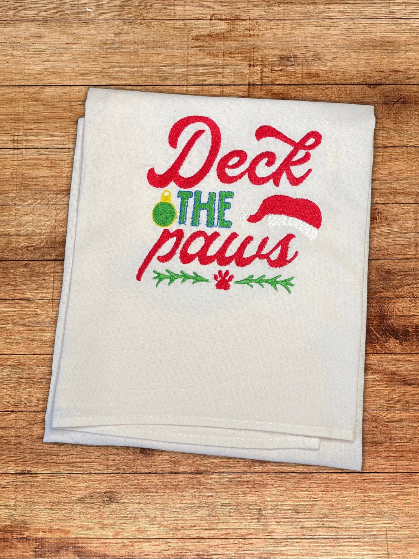 Deck the Paws Dish Towel | Kitchen Towel | Dog Mom Gifts | Holiday Decor | Dog Decor | Gifts for Dog Lovers