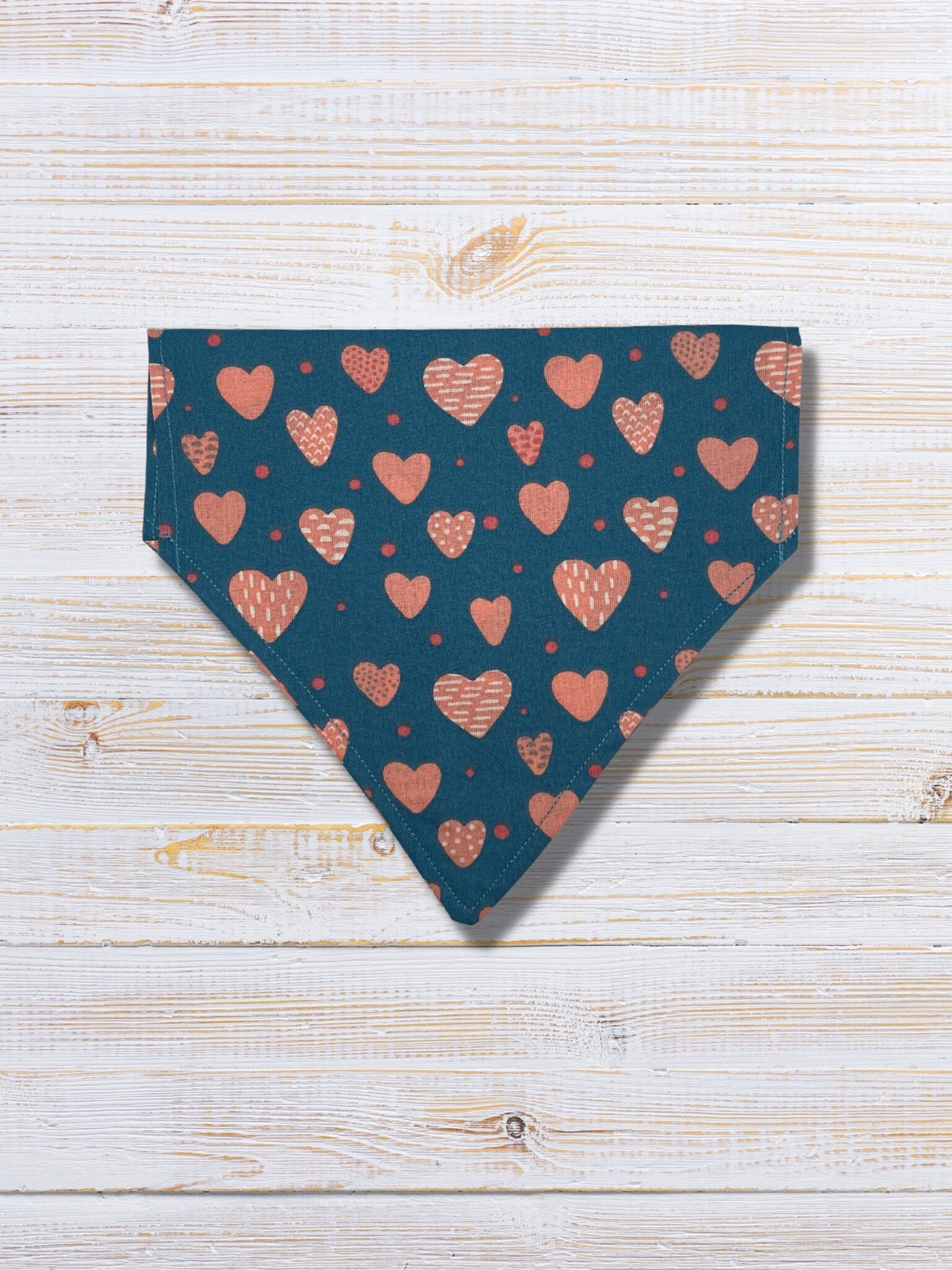 Blue with Pink Hearts Bandana