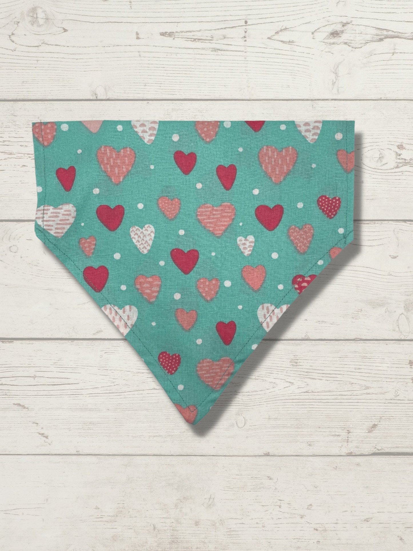 Teal & Pink Hearts Bandana | Dog Bandana | Cat Bandana | Dog Mom Gift | Gifts for Dog Lovers | Valentines Gift | Pet Gift