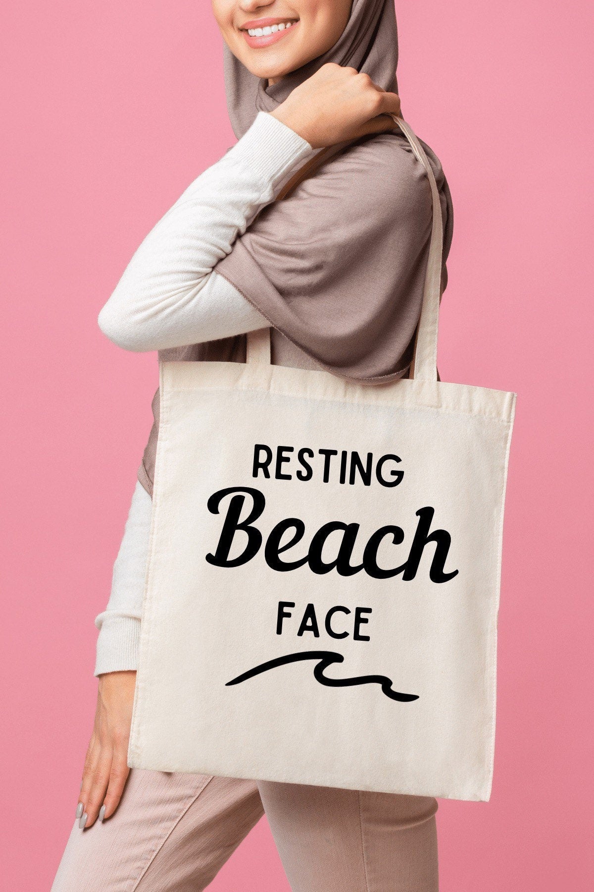 Resting Beach Face Tote Bag