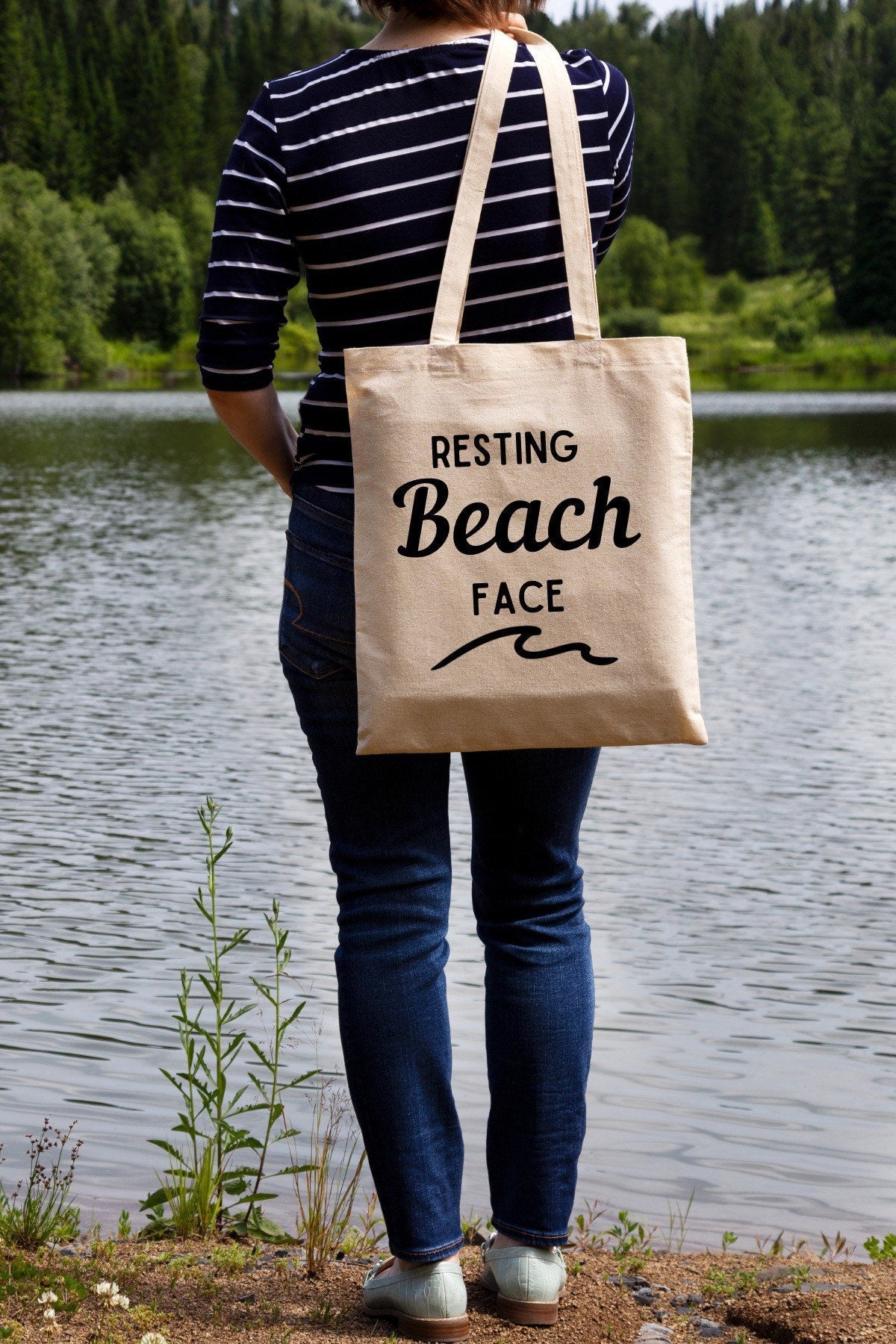 Resting Beach Face Tote Bag