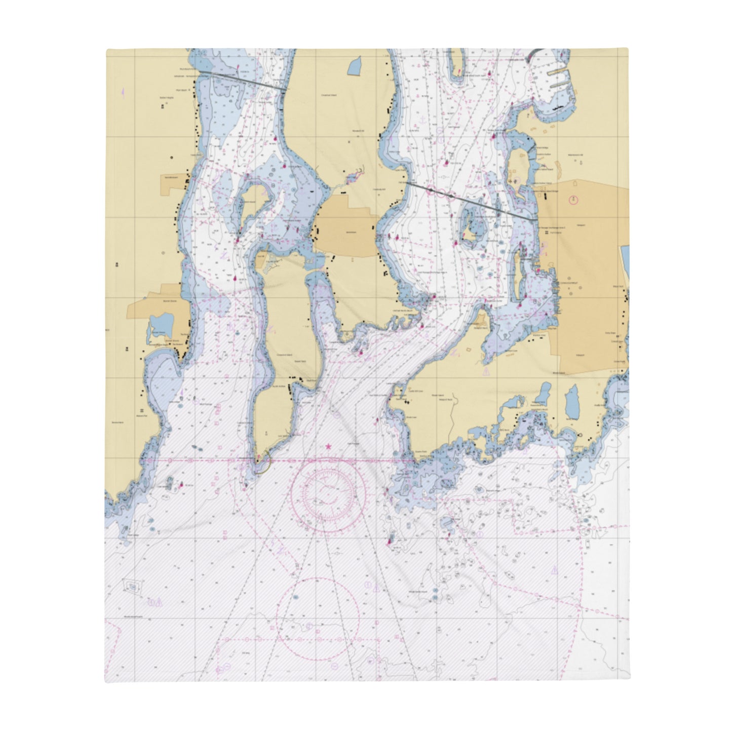 Newport Harbor Chart Throw Blanket