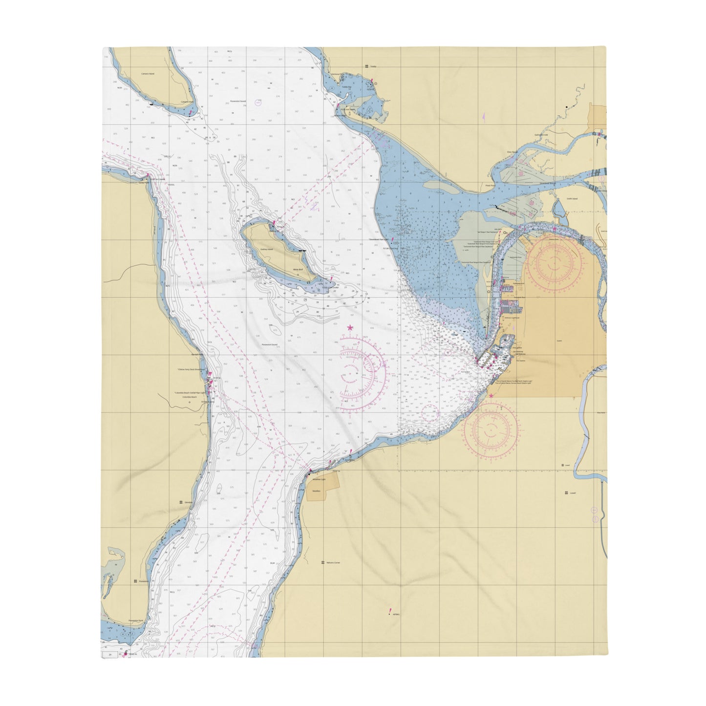 Everett Harbor Chart Throw Blanket