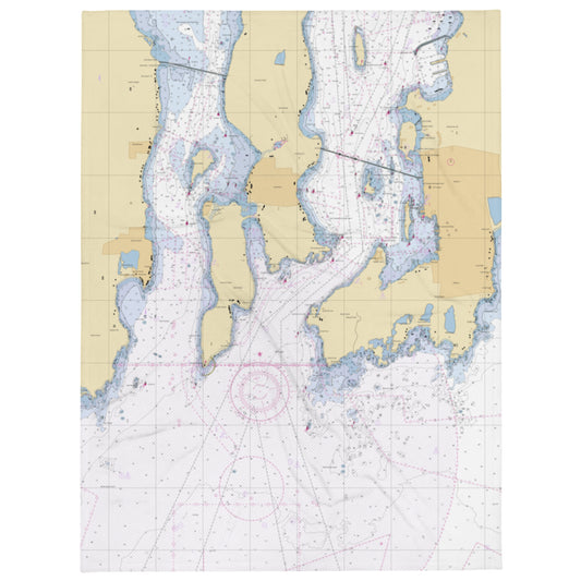 Newport Harbor Chart Throw Blanket