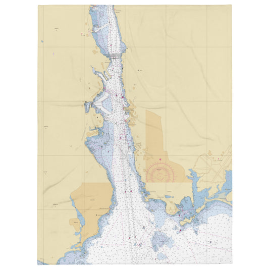 Groton Harbor Chart Throw Blanket