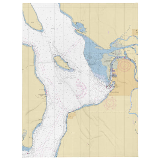 Everett Harbor Chart Throw Blanket